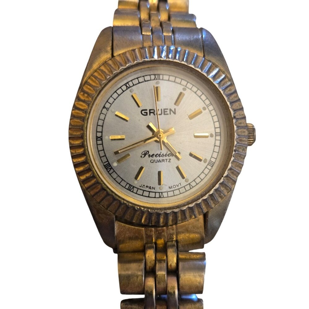 Vintage Gruen GP3000 Japan‎ Quartz Watch Two Tone Stainless Steel Band
